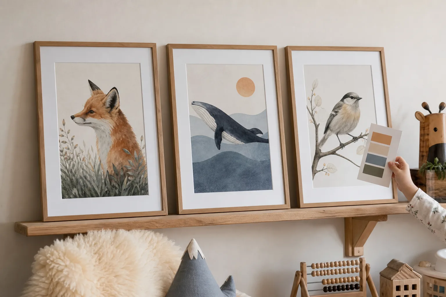 Redaktionell bild till guiden djurposter till barnrummet