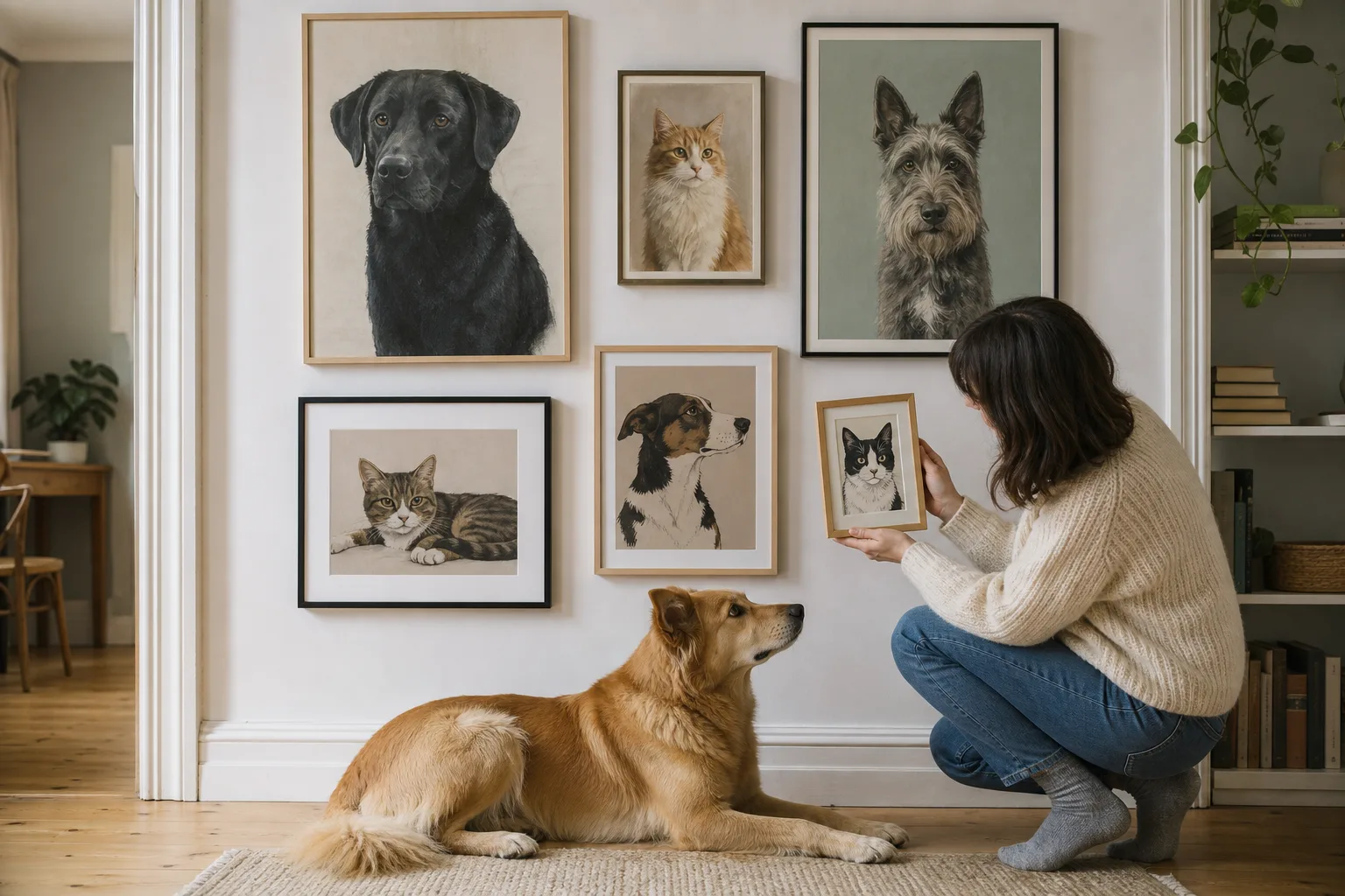 Redaktionell bild till guiden husdjursposters – porträtt av hund, katt och andra husdjur