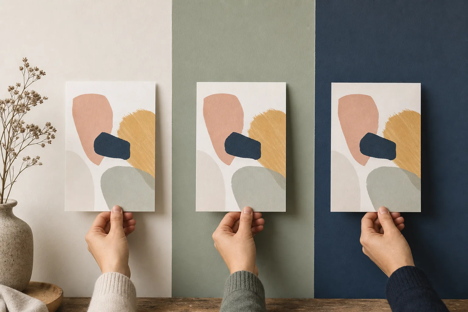 Redaktionell bild till guiden färgsättning med posters på väggen