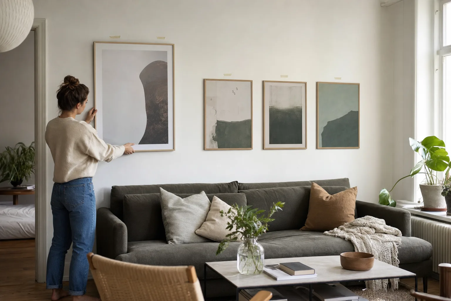 Redaktionell bild till guiden posters i vardagsrum