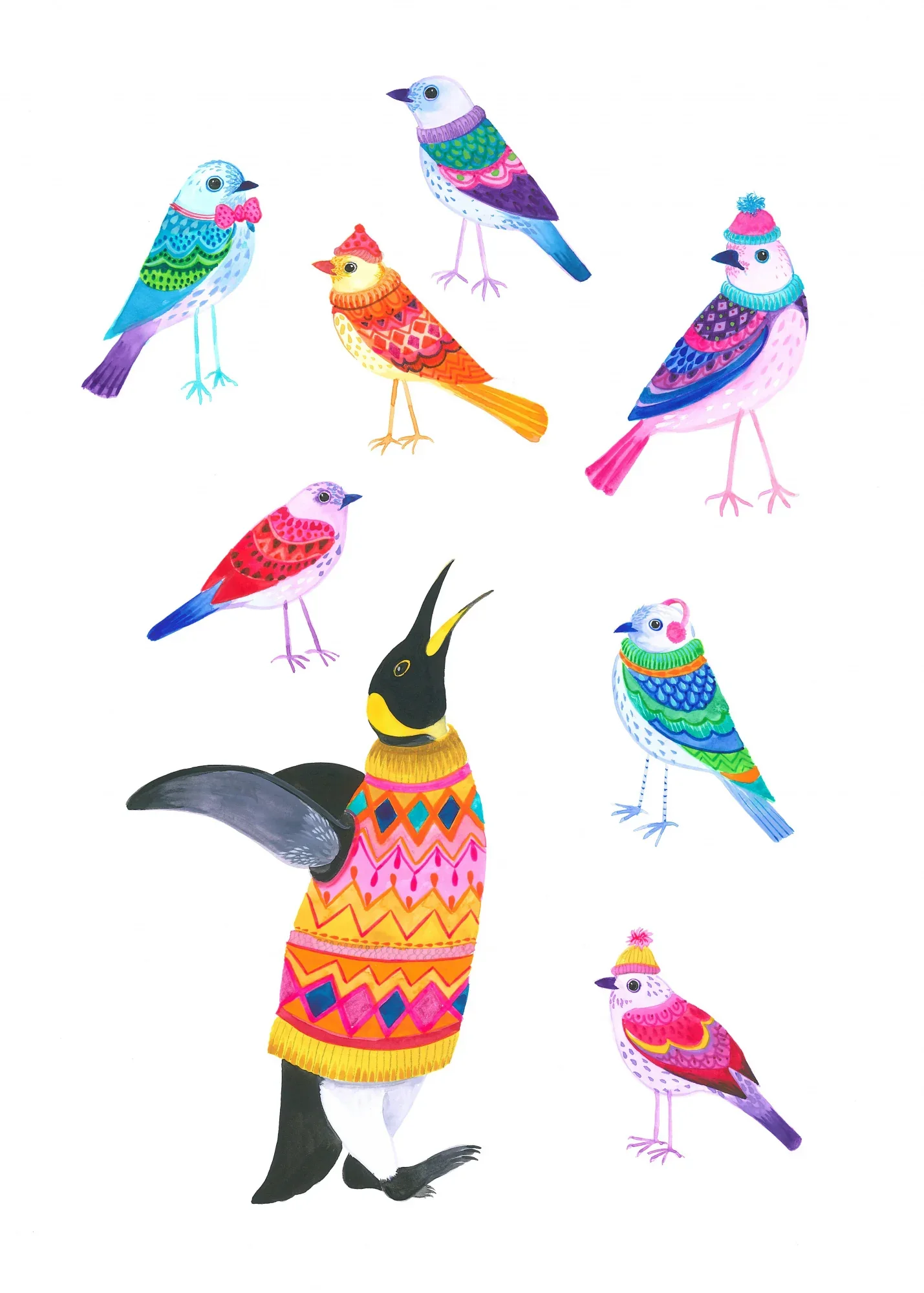 Winter Birds Poster och Canvastavla