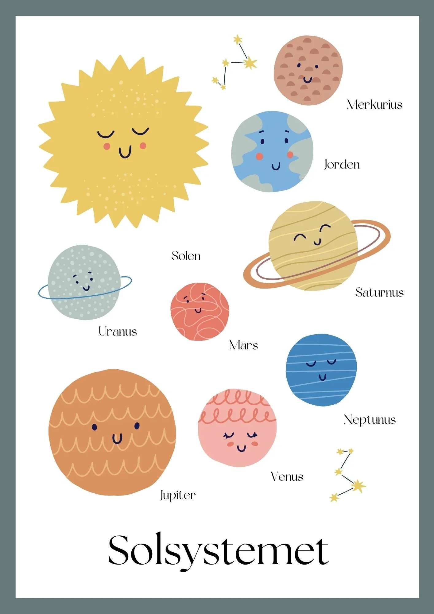 Solsystemet-poster 1 - 21x30 cm