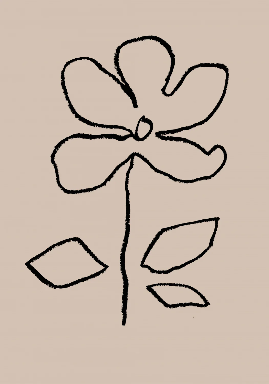Oil Pastel Flower Black Poster och Canvastavla
