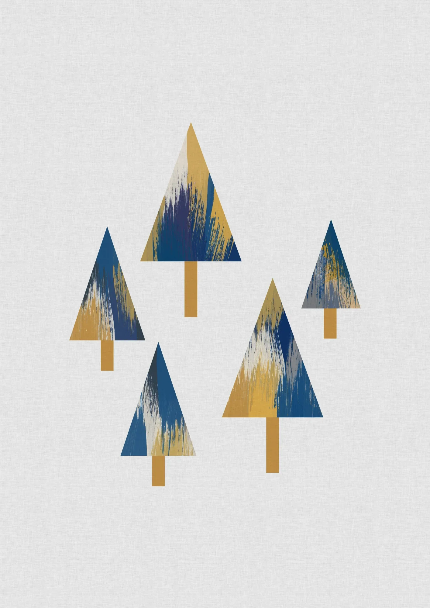 Trees Blue & Yellow Poster och Canvastavla